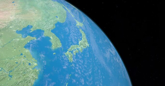 Shandong Peninsula in planet earth, aerial view from outer space