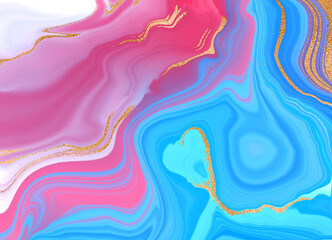 Gold marble design. A beautiful combination of pink and blue marble and gold.