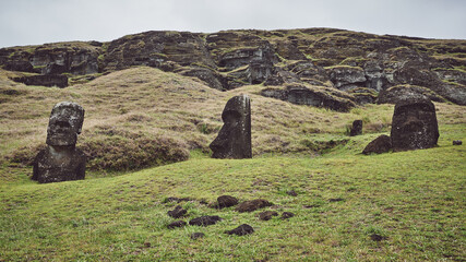 Moai statues on Rapa Nui (Easter Island)