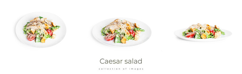 Caesar salad isolated on a white background.