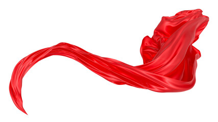Beautiful flowing fabric of red wavy silk or satin. 3d rendering image.