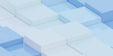 abstract modern minimalistic blue and white cubes shape cubes background 3d render illustration