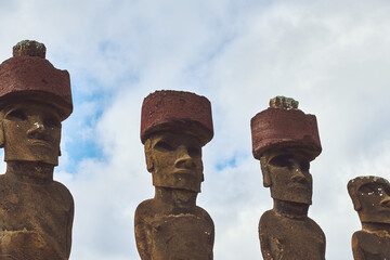 Fototapeta na wymiar Moai statues on Rapa Nui (Easter Island)