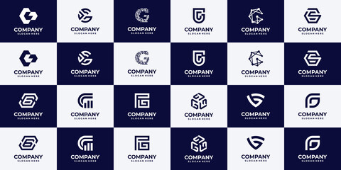 Collection of abstract logo symbol Letter G Monogram icon