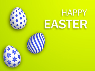 Happy Easter poster and banner template with Easter eggs. Vector background