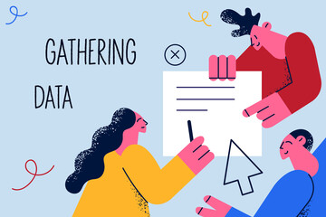 Gathering data, marketing, business concept