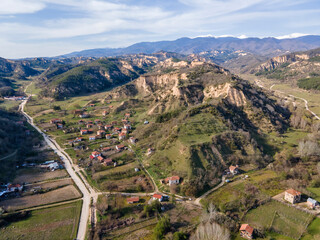 Fototapeta na wymiar Aerial view of village of Zlatolist, Blagoevgrad Region, Bulgaria