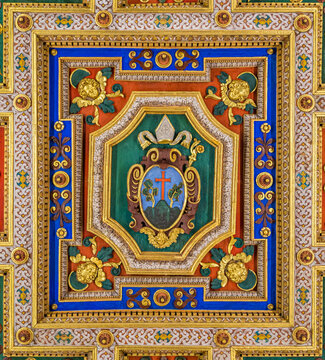 Marvelous detail from the ceiling of the Basilica of Santa Francesca Romana, in Rome, Italy.