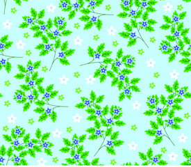 Vector stylish floristic pattern with decorative small flowers and leaves. Vintage background and print for textiles and fashion accessories