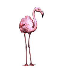 Pink flamingo from a splash of watercolor, colored drawing, realistic. Vector illustration of paints