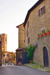 Fototapeta na wymiar fortified medieval village of Volpaia in the town of Radda in Chianti, Siena Italy