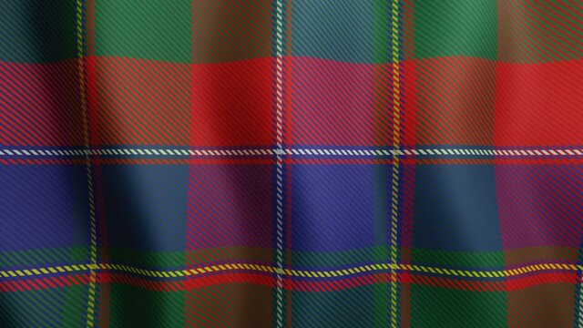Quebec tartan geometric seamless looped pattern. Canada tartan waving surface motion graphic