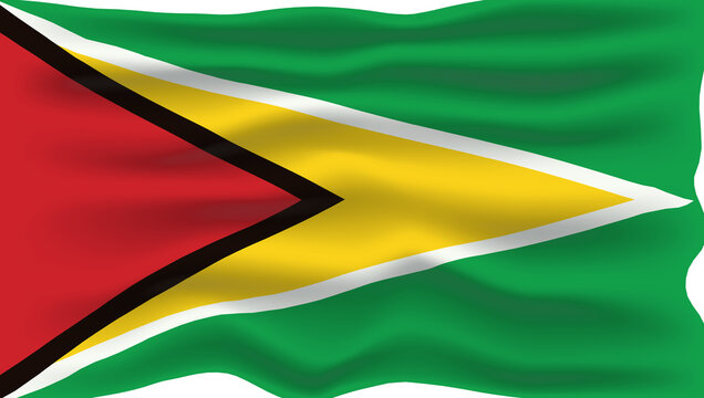 Guyana flag blowing in wind