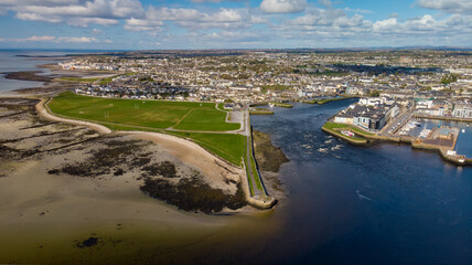 Aerial view of Galway city on a sunny day - 427114369