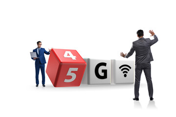 Businessman in transition from 4G to 5G