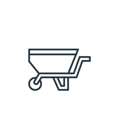 Fototapeta na wymiar wheelbarrow icon. Thin linear wheelbarrow outline icon isolated on white background. Line vector wheelbarrow sign, symbol for web and mobile.