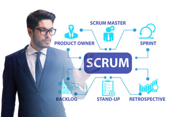Businessman in SCRUM agile method concept