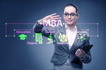 Businesswoman in Master of business administration concept