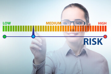Businesswoman in risk metering and management concept