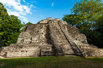 Fototapeta na wymiar Chacchoben Mayan ruins in southern Quintana Roo province in Mexico.