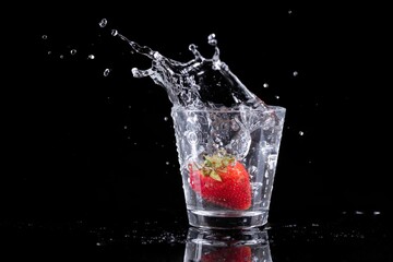 Strawberry and ice makes splash.