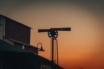 Train Signal at Sunset