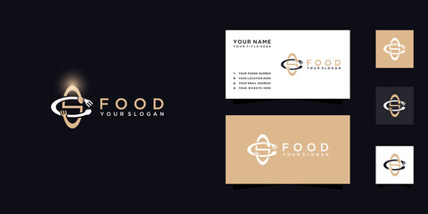 Letter cs sc food logo with icon cutlery and business card template