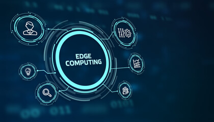 Edge computing modern IT technology on virtual screen. Business, technology, internet and networking concept.