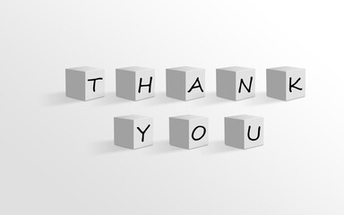 3d illustration cubesThank you word with white background