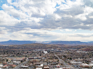 Fototapeta na wymiar Aerial view of the cityscape of St George with the St. George Utah Temple
