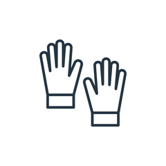 Fototapeta na wymiar gloves icon. Thin linear gloves outline icon isolated on white background. Line vector gloves sign, symbol for web and mobile.