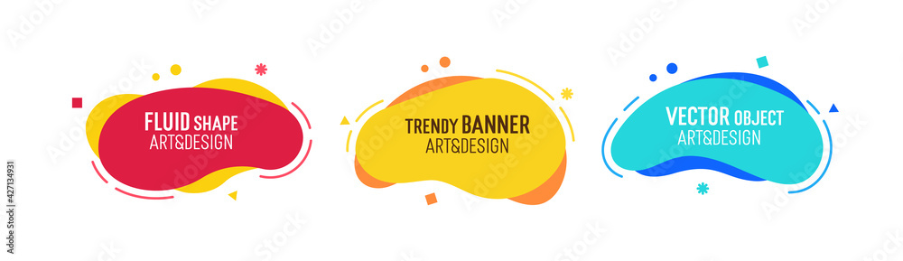 Fototapete set of modern organic shapes. fluid vector trendy elements. template graphics with geometric speech 