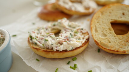 The bagel with cream cheese