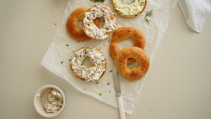 The bagel with cream cheese