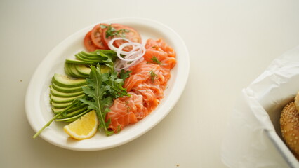 Bagel sandwich with salmon