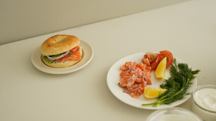 Bagel sandwich with salmon