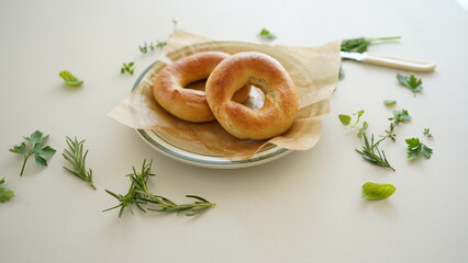 Herbs and bagel
