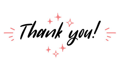 Thank You handwritten inscription. Hand drawn lettering calligraphy. Vector illustration.