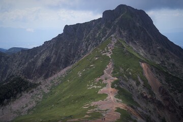 八ヶ岳連峰での登山風景、阿弥陀岳