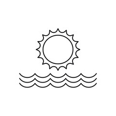 Sun and sea water icon design. isolated on white background