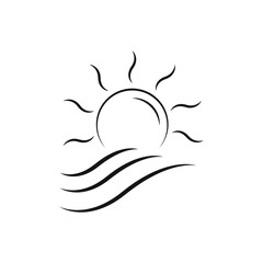 Sun and sea water icon design. isolated on white background