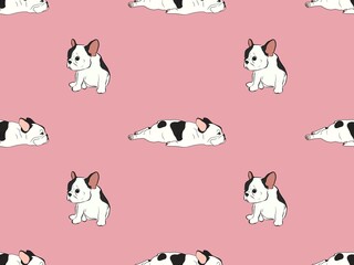 Hand drawn illustrations cartoon style of French Bulldog breed on pink background design for seamless pattern.