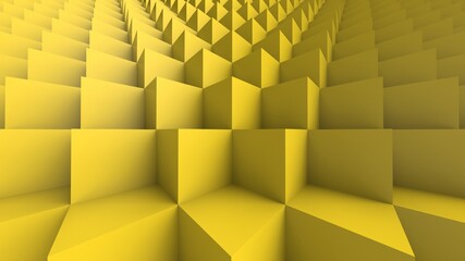 Yellow Cube Background Wall. 3D illustration. 3D CG.High resolution.