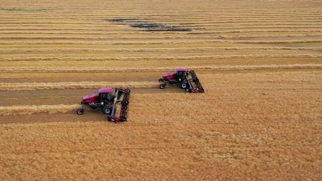 Ariel Video of Combining Field Harvest