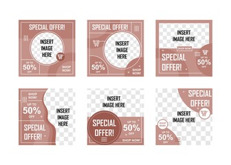 Square discount banner collection. Easy to edit with vector file. Can use for your creative content. Especially for social media marketing.