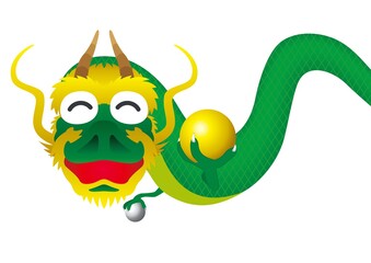 金と銀の玉を持つ竜