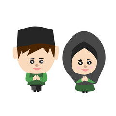 children with a gift Using Muslim clothes