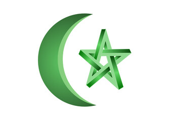 green star symbol Ornaments for the design of the Islamic religious greeting banner