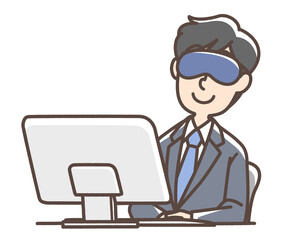 仮眠をとるスーツの男性