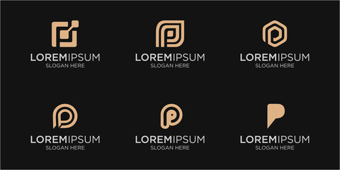 modern P monogram logo collection - obrazy, fototapety, plakaty
